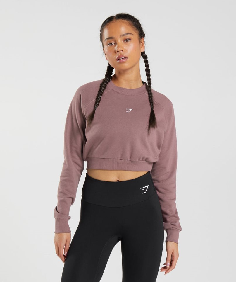 Bluzy Gymshark Treningowe Cropped Damskie Różowe | PL 803HJB